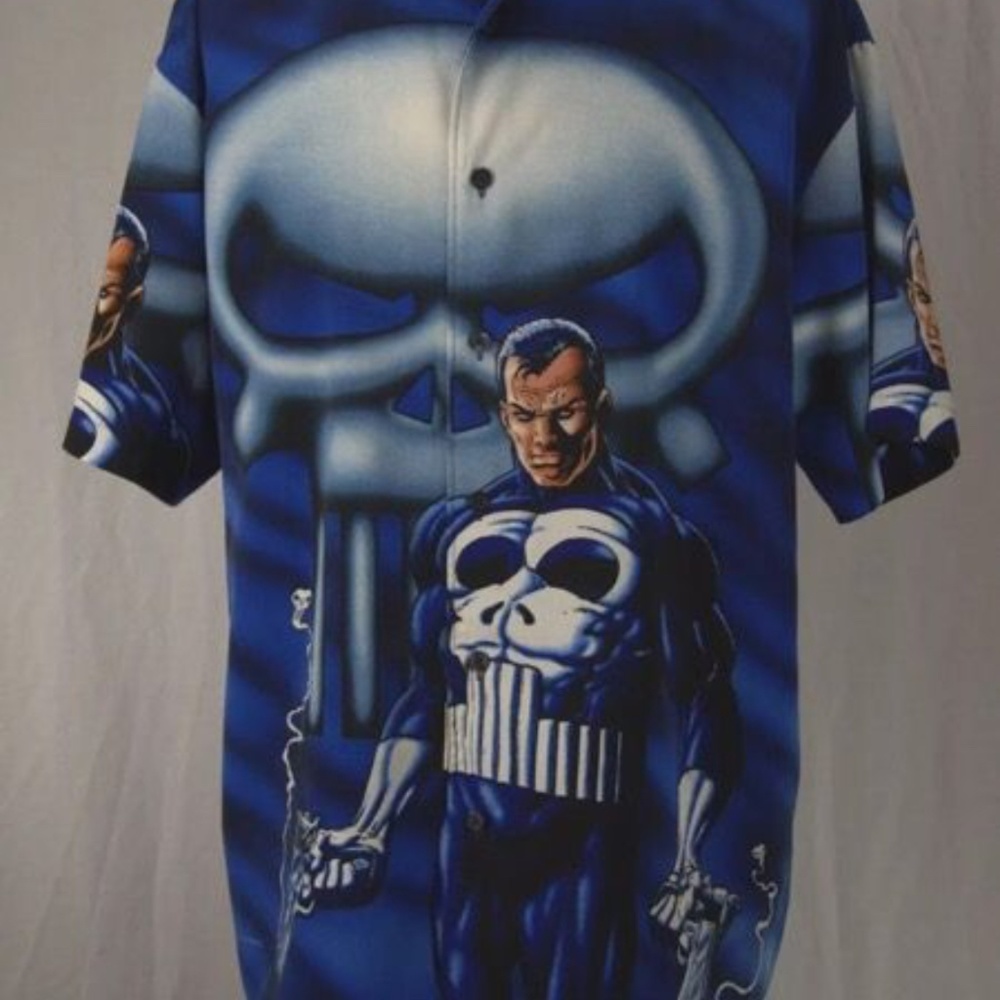 The Punisher Frank Castle White Skull Shirt Lg